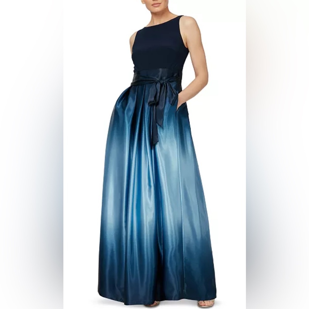 Plus Size Ombre A-Line Gown Color: Navy Wedgewood